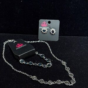 Paparazzi Silver Necklace with Blue Accents